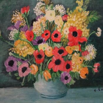 Peinture intitulée "bouquet de fleurs" par Claude Lacointe, Œuvre d'art originale, Acrylique