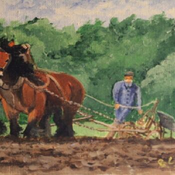 Peinture intitulée "le laboureur" par Claude Lacointe, Œuvre d'art originale, Acrylique