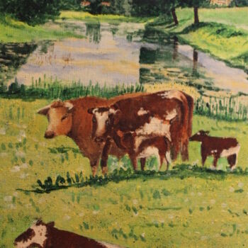 Peinture intitulée "les vaches" par Claude Lacointe, Œuvre d'art originale, Acrylique