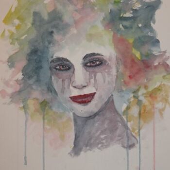 Peinture intitulée "visage(10)" par Claude Lacointe, Œuvre d'art originale, Aquarelle