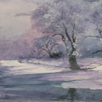 Painting titled "neige" by Claude Lacointe, Original Artwork, Watercolor