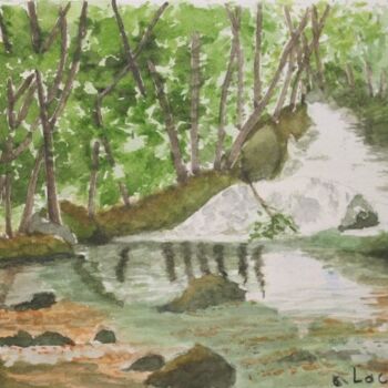 Peinture intitulée "la cascade" par Claude Lacointe, Œuvre d'art originale, Aquarelle