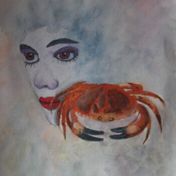 Painting titled "cancer" by Claude Lacointe, Original Artwork, Watercolor