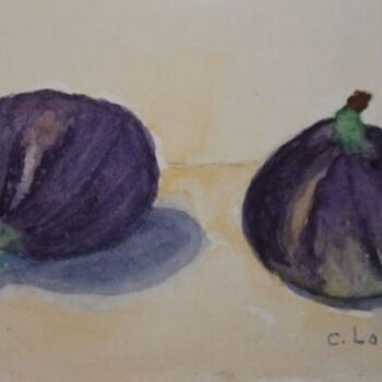 Painting titled "les figues" by Claude Lacointe, Original Artwork, Watercolor