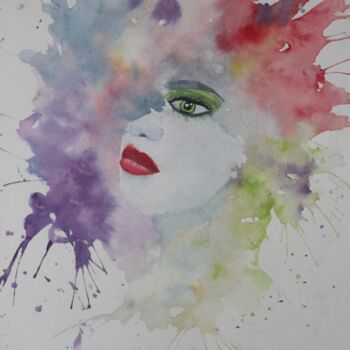 Painting titled "abstrait(10)" by Claude Lacointe, Original Artwork, Watercolor