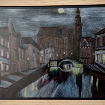 Ζωγραφική με τίτλο "Bruges" από Claude Lali, Αυθεντικά έργα τέχνης, Ακουαρέλα Τοποθετήθηκε στο Άλλος άκαμπτος πίνακας