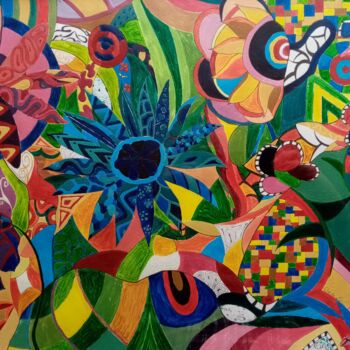 Картина под названием "Flocons" - Claude Lali, Подлинное произведение искусства, Акрил Установлен на Другая жесткая панель