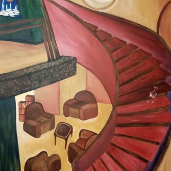 Картина под названием "Salon" - Claude Lali, Подлинное произведение искусства, Акрил Установлен на Деревянная рама для носил…