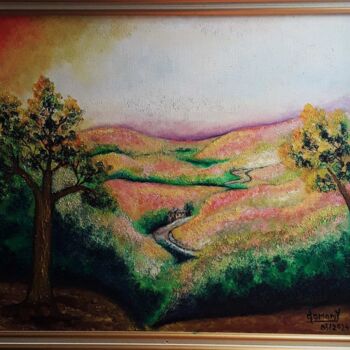 Peinture intitulée "la vallée de la cre…" par Claude Lamamy, Œuvre d'art originale, Huile Monté sur Châssis en bois