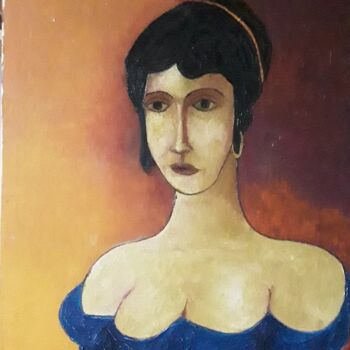 Painting titled "portrait" by Claude Lamamy, Original Artwork, Oil