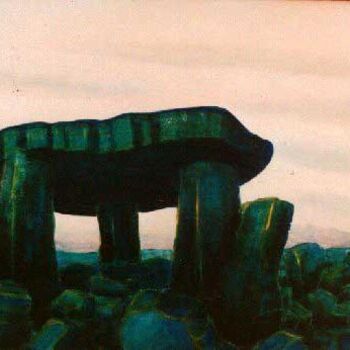 Peinture intitulée "Dolmen" par Claude Langevin (Cloud Rabbit), Œuvre d'art originale, Huile