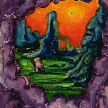 Painting titled "Paysage" by Claude Langevin (Cloud Rabbit), Original Artwork, Oil