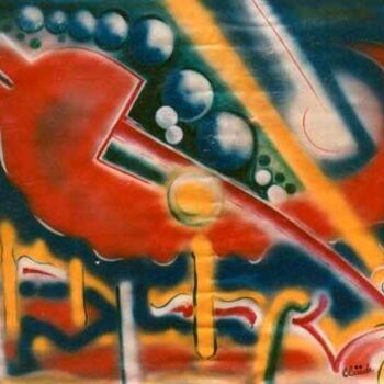 Painting titled "Graffiti" by Claude Langevin (Cloud Rabbit), Original Artwork
