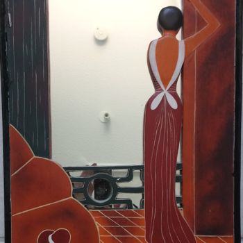 Design intitulée "miroir art déco" par Art Plaisir, Œuvre d'art originale
