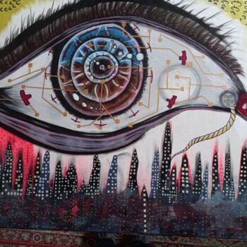 Painting titled "surveillance Médiat…" by Art Plaisir, Original Artwork, Oil