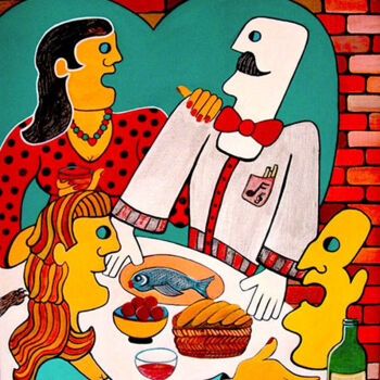 "first diner" başlıklı Tablo Claude Laurent tarafından, Orijinal sanat, Akrilik
