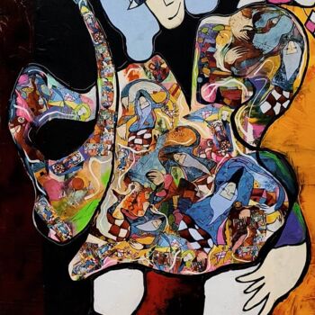 Картина под названием "La douce folie en 4" - Claude Lépine, Подлинное произведение искусства, Акрил