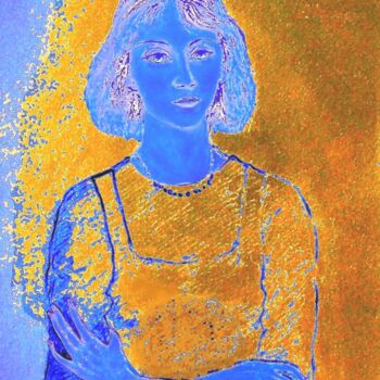 Digital Arts titled "MISS-CATHY-BLUE" by Lucenthos, Original Artwork, Digital Painting