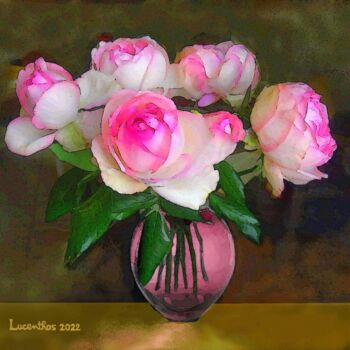 「Vase aux roses « Pi…」というタイトルのデジタルアーツ Lucenthosによって, オリジナルのアートワーク, デジタル絵画