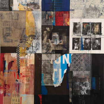 Collages titled "Pieces of Life" by Claude Lieber, Original Artwork, Collages Mounted on Wood Stretcher frame