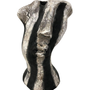 Skulptur mit dem Titel "Tête de Buren" von Claude-Lise Marembert, Original-Kunstwerk, Keramik