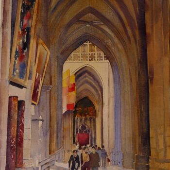 Pintura intitulada "La cathédrale d'orl…" por Claude Marchalot, Obras de arte originais, Aquarela