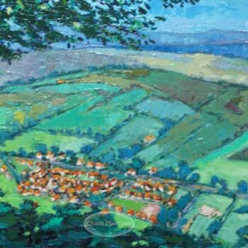 Pintura intitulada "Paysage d'Auvergne" por Claude Marchalot, Obras de arte originais, Óleo