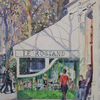 Painting titled "Paris, le Rostand,…" by Claude Marchalot, Original Artwork, Watercolor