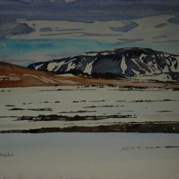 Peinture intitulée "Au dessus de Krafla…" par Claude Marchalot, Œuvre d'art originale, Aquarelle
