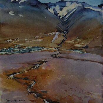 Painting titled "Islande, Hverir" by Claude Marchalot, Original Artwork, Watercolor