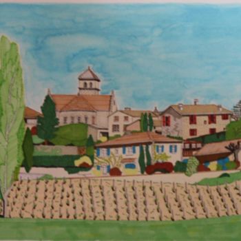 Dessin intitulée "Village de DAVAYE (…" par Claude Martine Jeannoel, Œuvre d'art originale