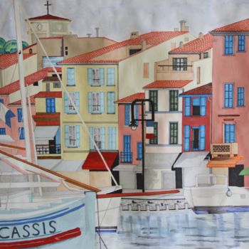 Drawing titled "cassis (Bouches du…" by Claude Martine Jeannoel, Original Artwork, Marker