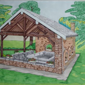Desenho intitulada "saint-verand (71/Sa…" por Claude Martine Jeannoel, Obras de arte originais, Marcador
