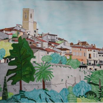 Rysunek zatytułowany „saint paul de vence…” autorstwa Claude Martine Jeannoel, Oryginalna praca, Marker