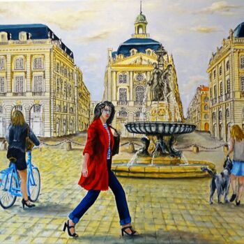 Malerei mit dem Titel "ELLES scène urbaine…" von Claude Mornet, Original-Kunstwerk