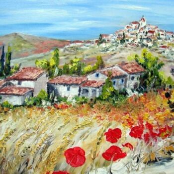 Painting titled "village perché en P…" by Claude Mornet, Original Artwork