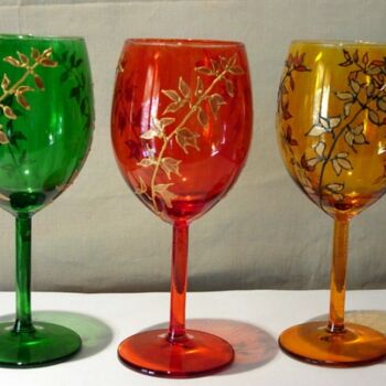 Escultura titulada "verres colorés" por Claude Mornet, Obra de arte original