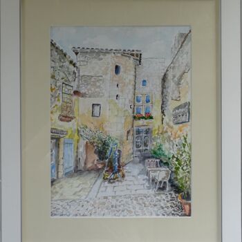 Painting titled "maison 16ième S rue…" by Claude Mornet, Original Artwork, Watercolor