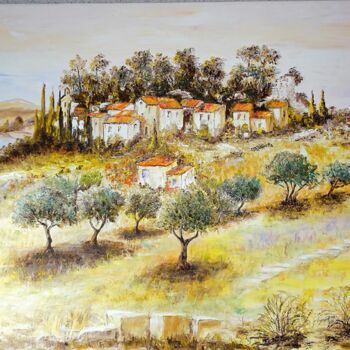 「village-du-luberon.…」というタイトルの絵画 Claude Mornetによって, オリジナルのアートワーク, オイル