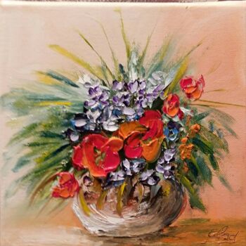 Malerei mit dem Titel "bouquet-cotemporain…" von Claude Mornet, Original-Kunstwerk, Öl