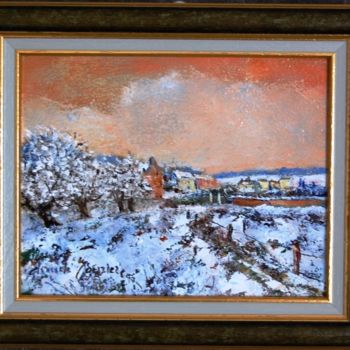 Painting titled "6-campagne-enneigee…" by Claude Mourier, Original Artwork, Oil