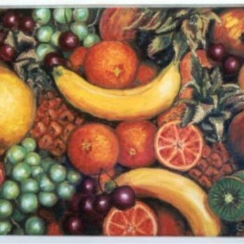 Pintura intitulada "Corbeille de Fruits" por Claude Mura, Obras de arte originais