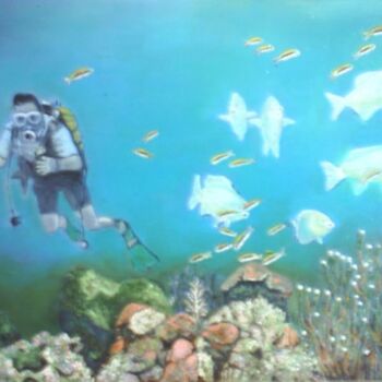 Pintura intitulada "Fond marin" por Claude Mura, Obras de arte originais