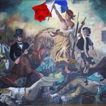 Pintura intitulada "La liberté guidant…" por Claude Mura, Obras de arte originais
