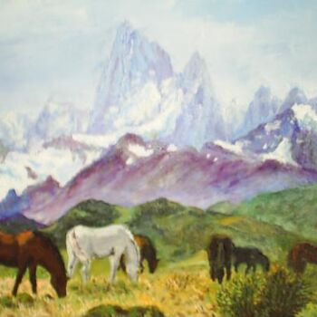 Pintura intitulada "En haute-montagne" por Claude Mura, Obras de arte originais