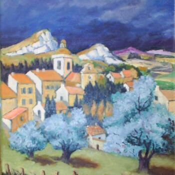 Malerei mit dem Titel "Un village provençal" von Claude Mura, Original-Kunstwerk