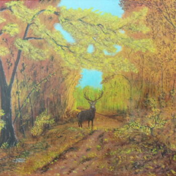 Peinture intitulée "Forêt d'automne" par Claude Nexon, Œuvre d'art originale, Acrylique