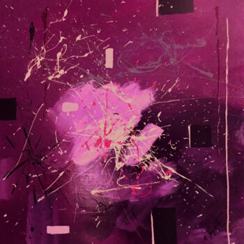 Pintura intitulada "In a purple mood" por Claude Paquette, Obras de arte originais, Acrílico