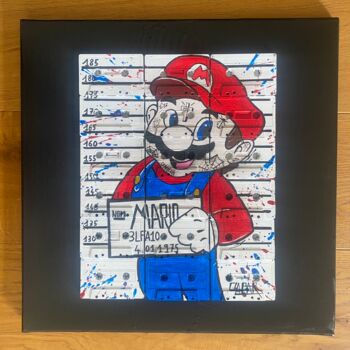 Painting titled "Mario sur cassettes…" by Claude Parmentelat, Original Artwork, Acrylic