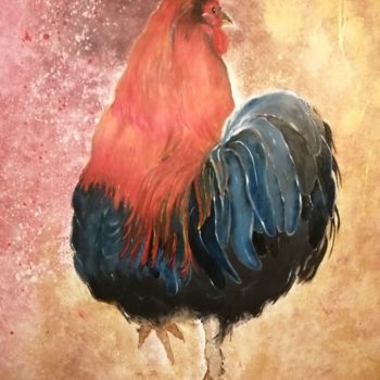 "Coq" başlıklı Tablo Claude Jeudy tarafından, Orijinal sanat, Petrol